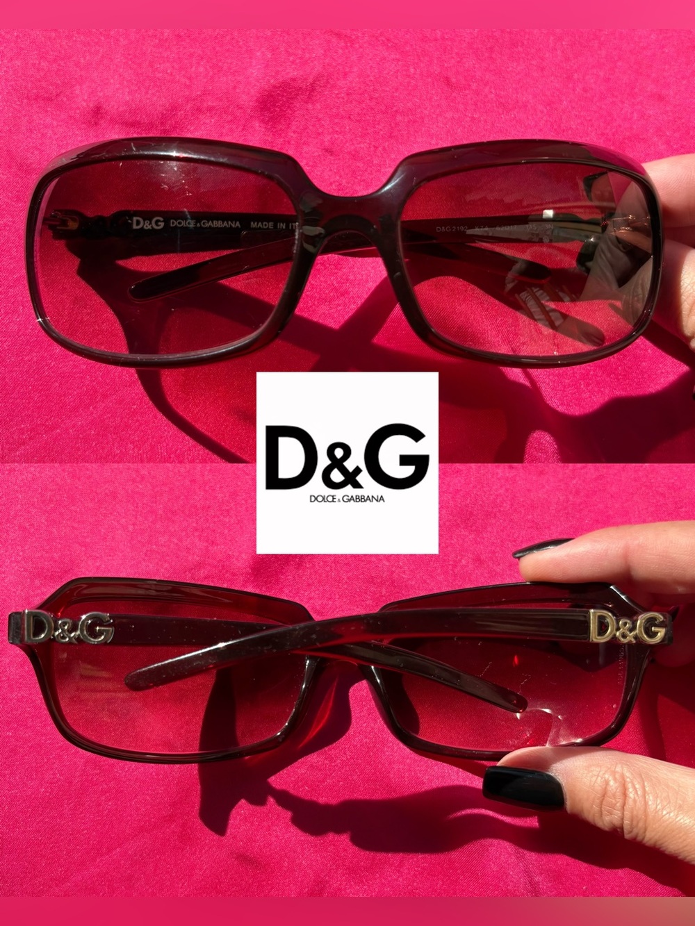 Vintage D&G Dark Burgundy Frame Sunglasses